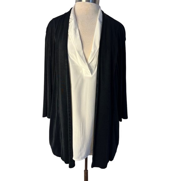 Chicos travelers 3/US-XL1-18 Cardigan Black 3/4 Sleeve Stretch - Picture 1 of 12